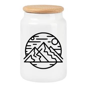 Abstrakte geometrische Art-Print - Keksdose mit Holzdeckel - Weiß - Vorne