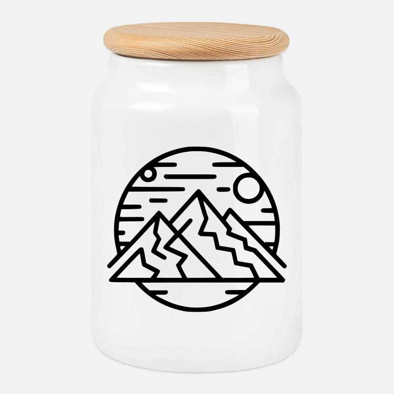 Abstract Geometric Art Print - Cookie Jar with Wooden Lid - white