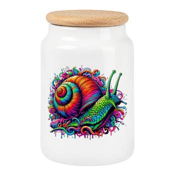 Schnecke - Keksdose mit Holzdeckel - Weiß - Vorne