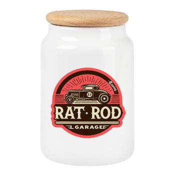 Ratsking Ratlook Shirt – Rustic Custom Style - Cookie Jar with Wooden Lid - white - Front