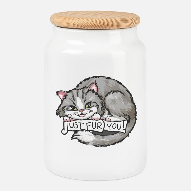 Cat_Just für dich - Keksdose mit Holzdeckel - Weiß