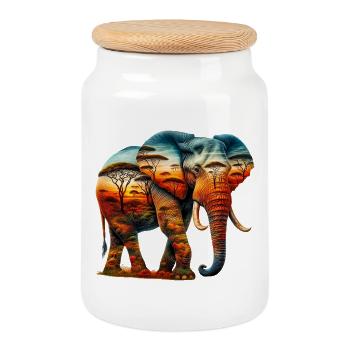 Elefant - Keksdose mit Holzdeckel - Weiß - Vorne