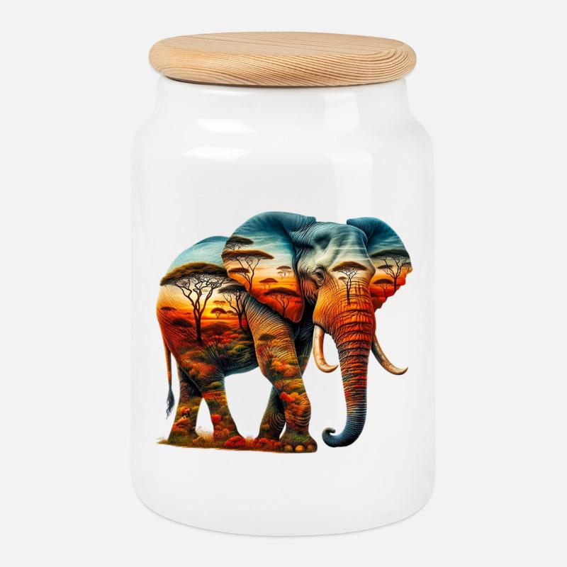 Elefant - Keksdose mit Holzdeckel - Weiß
