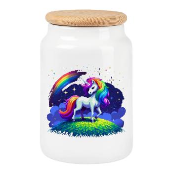 Unicorn Magic - Cookie Jar with Wooden Lid - white - Front