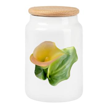 GELBE CALLA-LILIE - Keksdose mit Holzdeckel - Weiß - Vorne