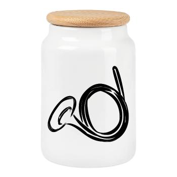 Bugle - Cookie Jar with Wooden Lid - white - Front