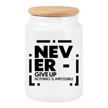 N’abandonnez jamais, rien n’est impossible - Boîte à biscuits avec couvercle en bois - blanc - Devant