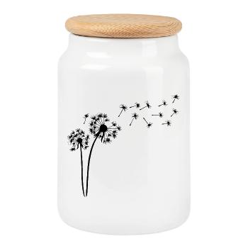The wind and the black dandelion - Cookie Jar with Wooden Lid - white - Front