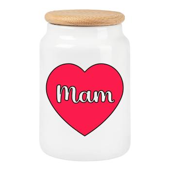 Maman Hart - Boîte à biscuits avec couvercle en bois - blanc - Devant