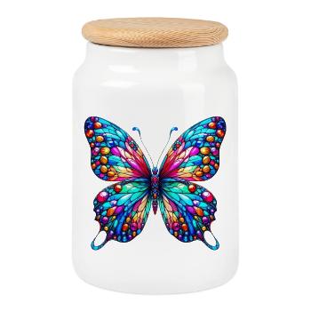 Schmetterling - Keksdose mit Holzdeckel - Weiß - Vorne