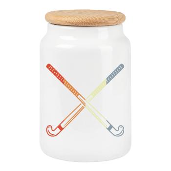 Bâtons de hockey rétro - Boîte à biscuits avec couvercle en bois - blanc - Devant