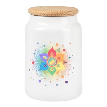 S’épanouir avec des symboles de genre : fierté et appartenance - Boîte à biscuits avec couvercle en bois - blanc - Devant