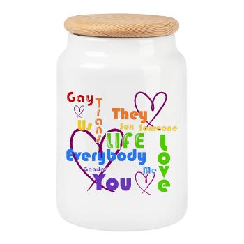 LGBTQ-Leben Liebe Bunt - Keksdose mit Holzdeckel - Weiß - Vorne