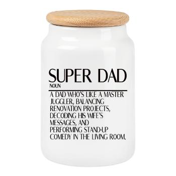 Super Papa – Multitasking ohne Pause - Keksdose mit Holzdeckel - Weiß - Vorne
