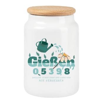 Giessen, Hesse - Cookie Jar with Wooden Lid - white - Front