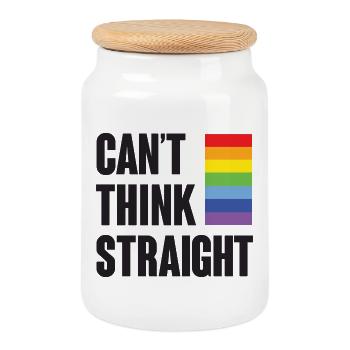 Mois de la fierté LGBTQ - Je ne peux pas penser clairement - Boîte à biscuits avec couvercle en bois - blanc - Devant