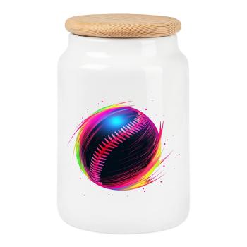 Balle de baseball Vaporwave - Boîte à biscuits avec couvercle en bois - blanc - Devant