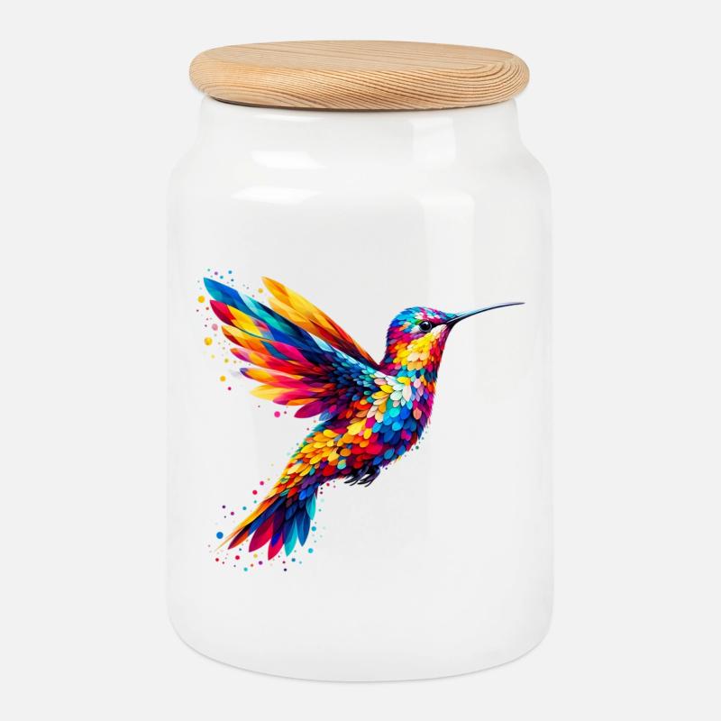 Kolibri - Keksdose mit Holzdeckel - Weiß
