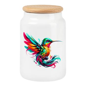Kolibri - Keksdose mit Holzdeckel - Weiß - Vorne