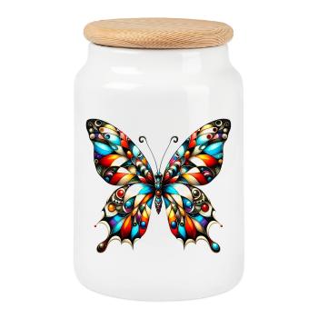 Schmetterling - Keksdose mit Holzdeckel - Weiß - Vorne