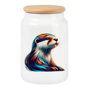 Otter - Keksdose mit Holzdeckel - Weiß - Vorne