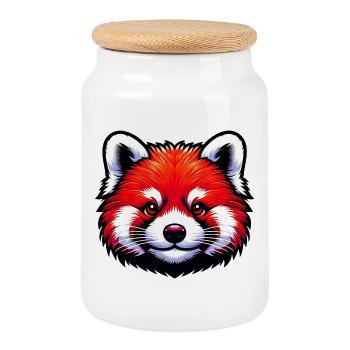 Petit panda - Boîte à biscuits avec couvercle en bois - blanc - Devant
