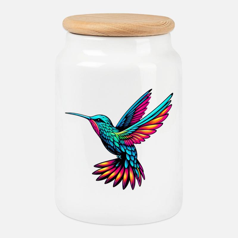 Kolibri - Keksdose mit Holzdeckel - Weiß