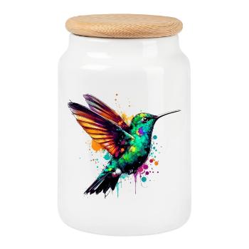 Kolibri - Keksdose mit Holzdeckel - Weiß - Vorne