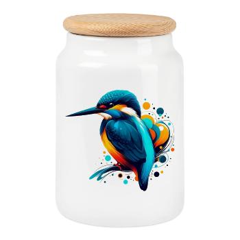 Martin-pêcheur - Boîte à biscuits avec couvercle en bois - blanc - Devant