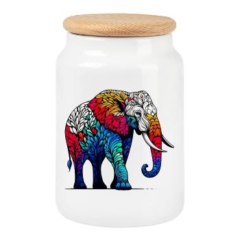 Elefant - Keksdose mit Holzdeckel - Weiß - Vorne