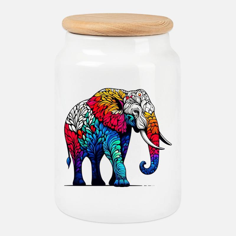 Elefant - Keksdose mit Holzdeckel - Weiß