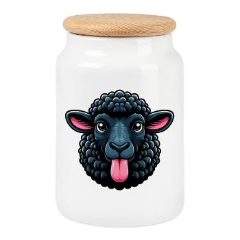 Rebellious family black sheep makes tongue - Cookie Jar with Wooden Lid - white - Front