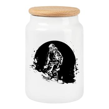 Snowboarding - Keksdose mit Holzdeckel - Weiß - Vorne