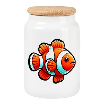 Clownfish - Cookie Jar with Wooden Lid - white - Front