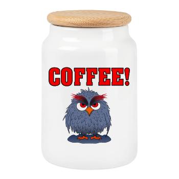 Owl COFFEE RED - Cookie Jar with Wooden Lid - white - Front