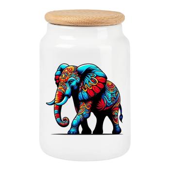 Elefant - Keksdose mit Holzdeckel - Weiß - Vorne
