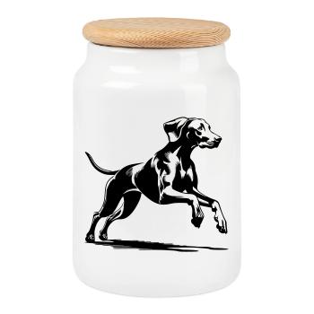 Weimaraner - Keksdose mit Holzdeckel - Weiß - Vorne