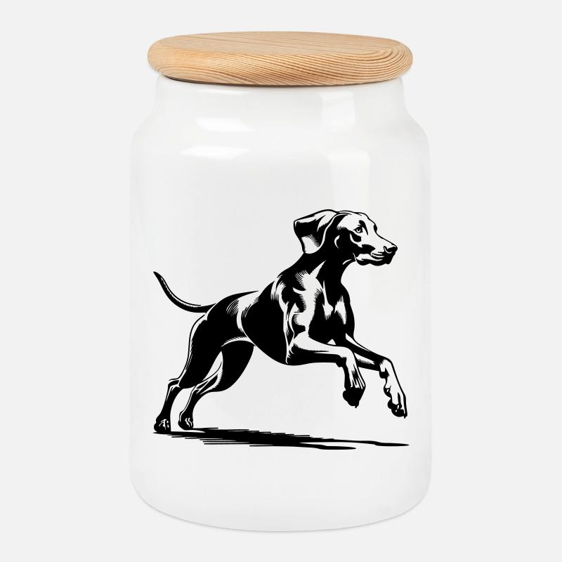 Weimaraner - Keksdose mit Holzdeckel - Weiß