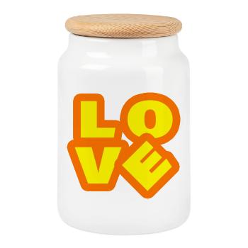 LOVE - Keksdose mit Holzdeckel - Weiß - Vorne