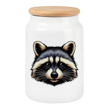 Raton laveur - Boîte à biscuits avec couvercle en bois - blanc - Devant