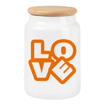 LOVE - Keksdose mit Holzdeckel - Weiß - Vorne