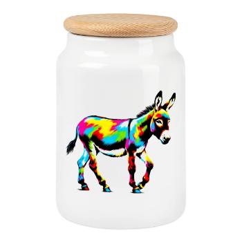 Donkey Mule - Cookie Jar with Wooden Lid - white - Front