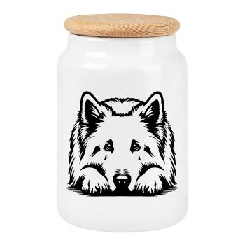 Schweizer Schäferhund - Keksdose mit Holzdeckel - Weiß - Vorne
