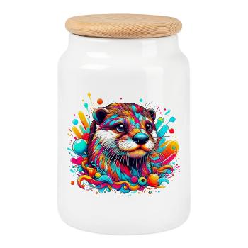 Otter - Keksdose mit Holzdeckel - Weiß - Vorne