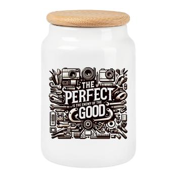 Le mieux est l’ennemi du bien - Boîte à biscuits avec couvercle en bois - blanc - Devant
