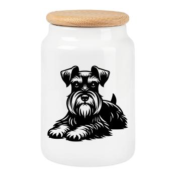 Zwergschnauzer - Keksdose mit Holzdeckel - Weiß - Vorne