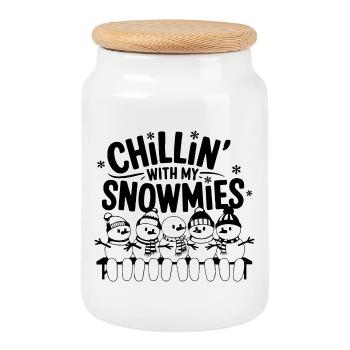 Entzückendes Chillen mit My Snowmies Design - Keksdose mit Holzdeckel - Weiß - Vorne
