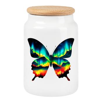 Papillon - Boîte à biscuits avec couvercle en bois - blanc - Devant