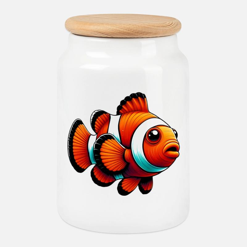 Clownfisch - Keksdose mit Holzdeckel - Weiß