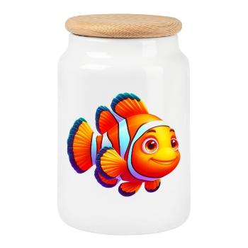 Clownfish - Cookie Jar with Wooden Lid - white - Front
